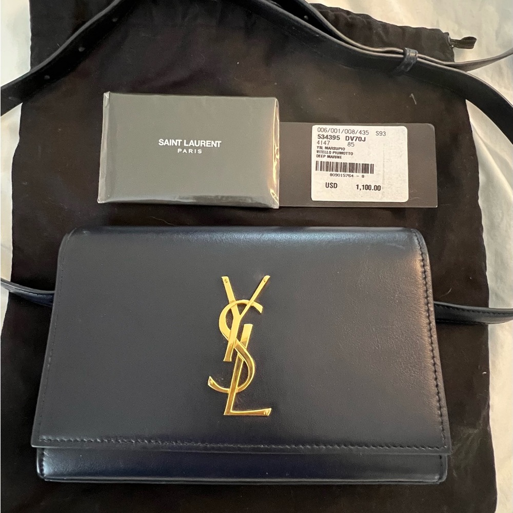 YSL Kate Belt Bag in Navy
